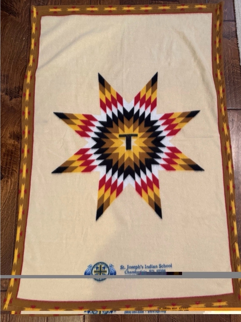 St. Joseph’s Indian School Lakota Star Design Fleece Throw Blanket Southwestern